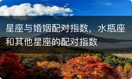 星座与婚姻配对指数，水瓶座和其他星座的配对指数