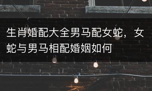 生肖婚配大全男马配女蛇，女蛇与男马相配婚姻如何