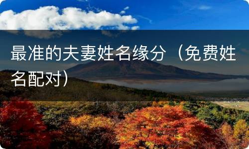 最准的夫妻姓名缘分（免费姓名配对）