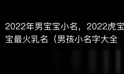 2022年男宝宝小名，2022虎宝宝最火乳名（男孩小名字大全2022最新版的虎宝宝）