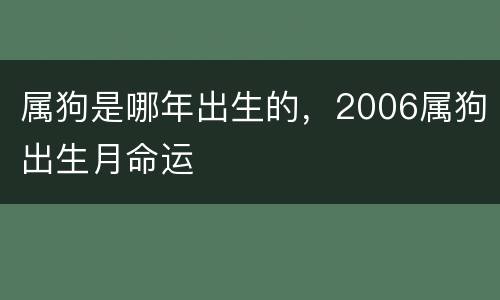 属狗是哪年出生的，2006属狗出生月命运