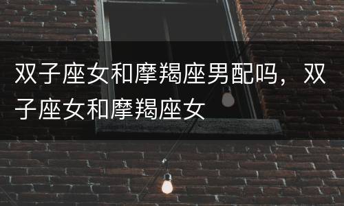 双子座女和摩羯座男配吗，双子座女和摩羯座女