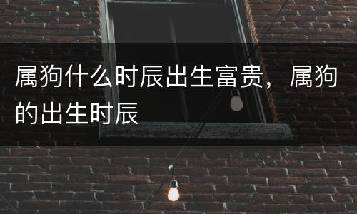属狗什么时辰出生富贵，属狗的出生时辰