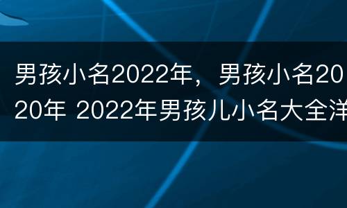 男孩小名2022年，男孩小名2020年 2022年男孩儿小名大全洋气