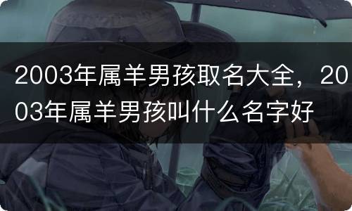 2003年属羊男孩取名大全，2003年属羊男孩叫什么名字好