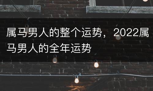 属马男人的整个运势，2022属马男人的全年运势