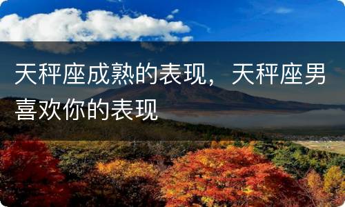 天秤座成熟的表现，天秤座男喜欢你的表现