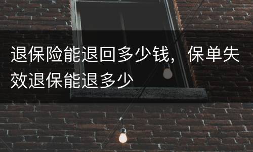 退保险能退回多少钱，保单失效退保能退多少