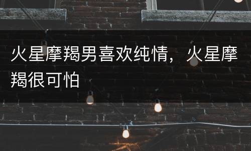 火星摩羯男喜欢纯情，火星摩羯很可怕