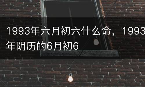 1993年六月初六什么命，1993年阴历的6月初6