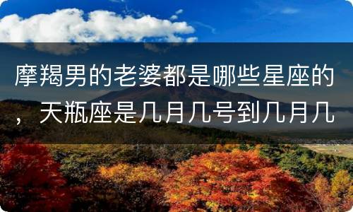 摩羯男的老婆都是哪些星座的，天瓶座是几月几号到几月几号