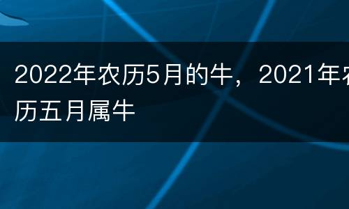 2022年农历5月的牛，2021年农历五月属牛