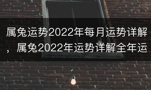 属兔运势2022年每月运势详解，属兔2022年运势详解全年运程完整版