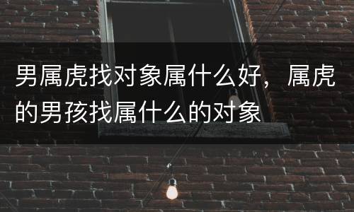 男属虎找对象属什么好，属虎的男孩找属什么的对象