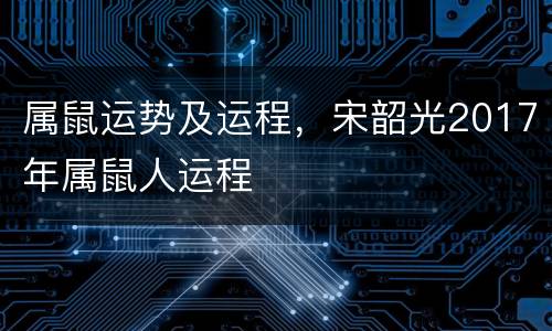 属鼠运势及运程，宋韶光2017年属鼠人运程