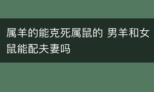 属羊的能克死属鼠的 男羊和女鼠能配夫妻吗