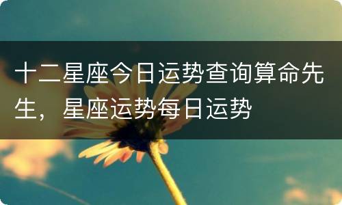 十二星座今日运势查询算命先生，星座运势每日运势