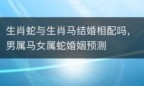 生肖蛇与生肖马结婚相配吗，男属马女属蛇婚姻预测