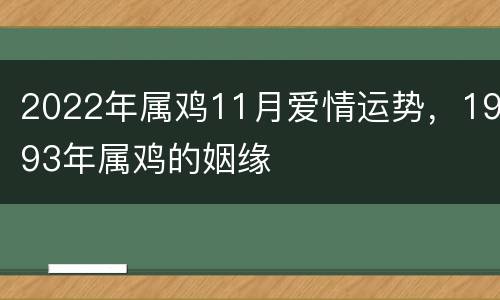 2022年属鸡11月爱情运势，1993年属鸡的姻缘