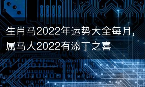 生肖马2022年运势大全每月，属马人2022有添丁之喜