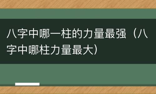 八字中哪一柱的力量最强（八字中哪柱力量最大）