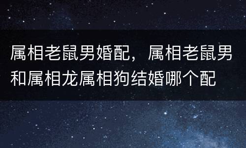 属相老鼠男婚配，属相老鼠男和属相龙属相狗结婚哪个配