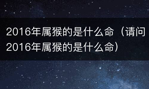 2016年属猴的是什么命（请问2016年属猴的是什么命）