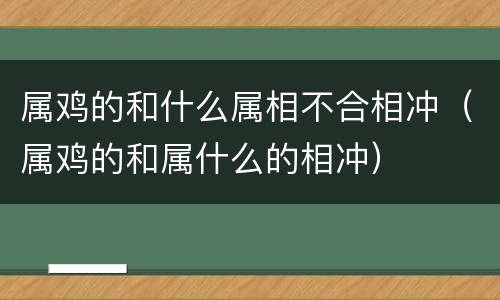 属鸡的和什么属相不合相冲（属鸡的和属什么的相冲）