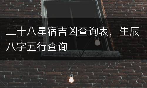 二十八星宿吉凶查询表，生辰八字五行查询