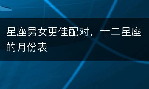 星座男女更佳配对，十二星座的月份表