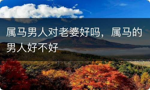 属马男人对老婆好吗，属马的男人好不好