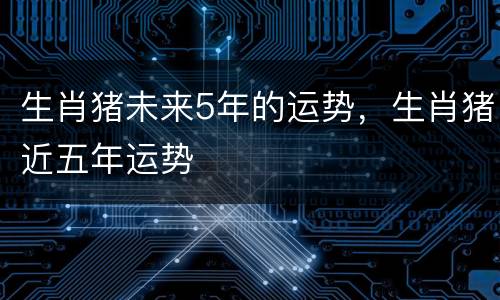 生肖猪未来5年的运势，生肖猪近五年运势