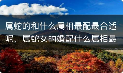 属蛇的和什么属相最配最合适呢，属蛇女的婚配什么属相最合适，属