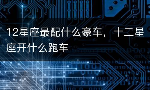 12星座最配什么豪车，十二星座开什么跑车