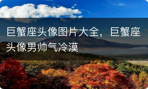巨蟹座头像图片大全，巨蟹座头像男帅气冷漠