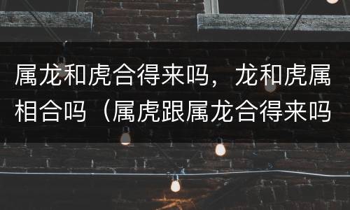 属龙和虎合得来吗，龙和虎属相合吗（属虎跟属龙合得来吗）