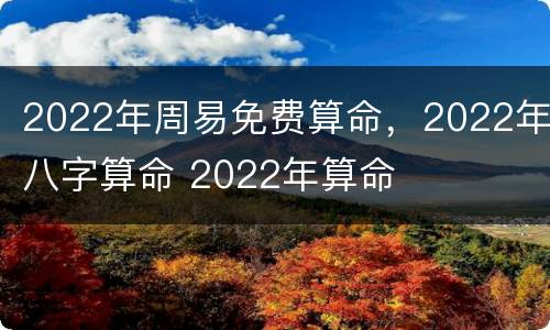 2022年周易免费算命，2022年八字算命 2022年算命