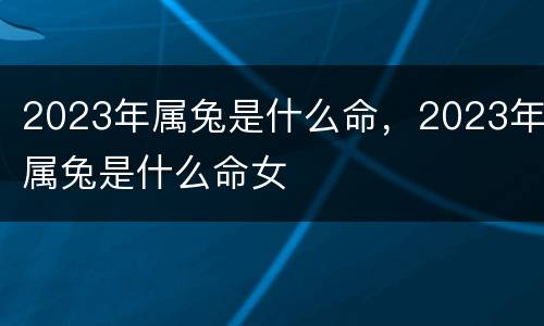 2023年属兔是什么命，2023年属兔是什么命女