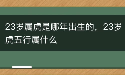 23岁属虎是哪年出生的，23岁虎五行属什么