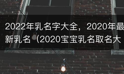 2022年乳名字大全，2020年最新乳名（2020宝宝乳名取名大全）