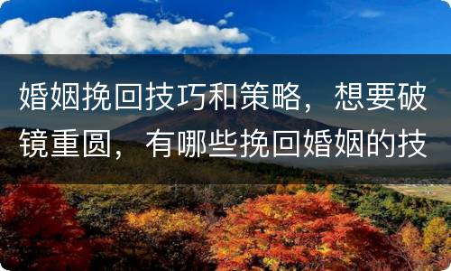 婚姻挽回技巧和策略，想要破镜重圆，有哪些挽回婚姻的技巧？