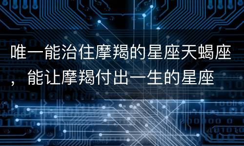 唯一能治住摩羯的星座天蝎座，能让摩羯付出一生的星座