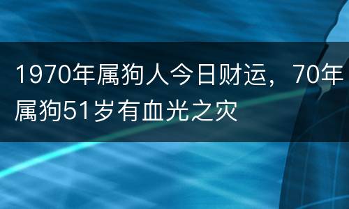 1970年属狗人今日财运，70年属狗51岁有血光之灾
