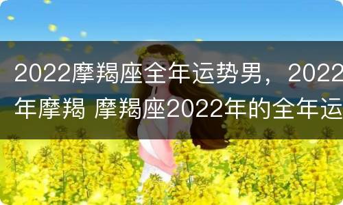 2022摩羯座全年运势男，2022年摩羯 摩羯座2022年的全年运势