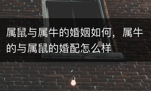 属鼠与属牛的婚姻如何，属牛的与属鼠的婚配怎么样