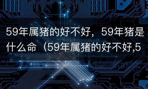 59年属猪的好不好，59年猪是什么命（59年属猪的好不好,59年猪是什么命运）