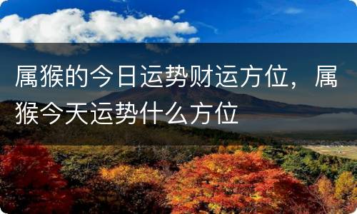 属猴的今日运势财运方位，属猴今天运势什么方位