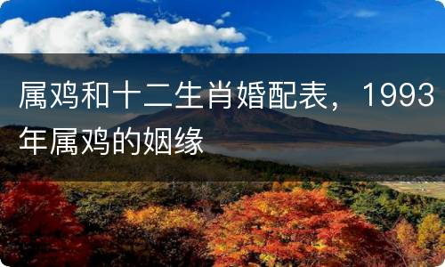 属鸡和十二生肖婚配表，1993年属鸡的姻缘