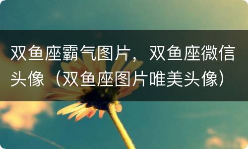 双鱼座霸气图片，双鱼座微信头像（双鱼座图片唯美头像）