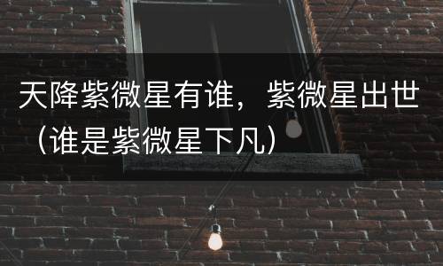 天降紫微星有谁，紫微星出世（谁是紫微星下凡）